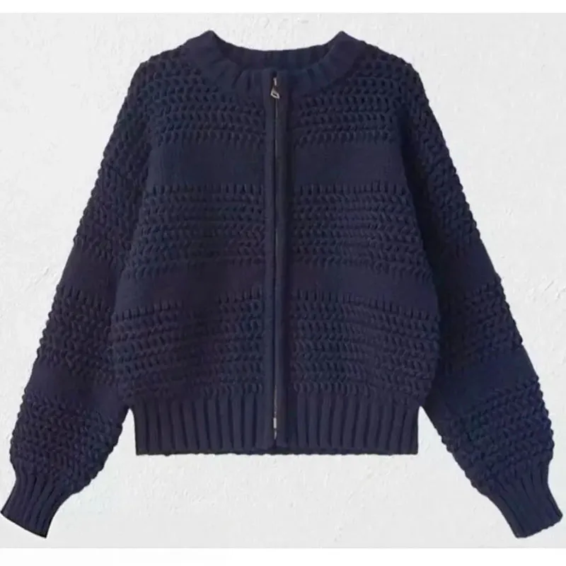 

Новый женский свитер Leiduo с небольшим ароматом в стиле ретро, свитер с двойной молнией, кардиган, пальто, женский осенне-зимний свободный свитер для ленивых