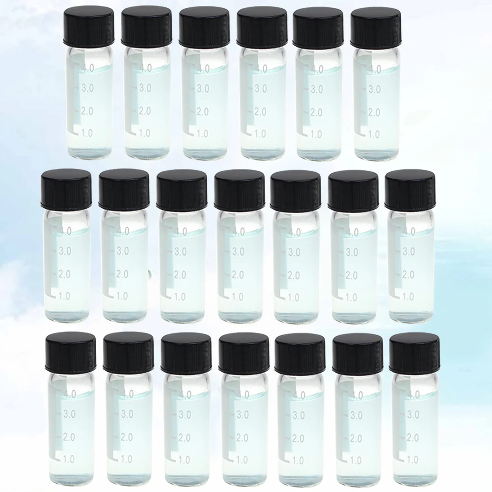 

20Pcs 4ml Sample Bottle Transparent Screw Neck Chromatography Vial Black Lid Reagent Serum Storage Glass Bottle