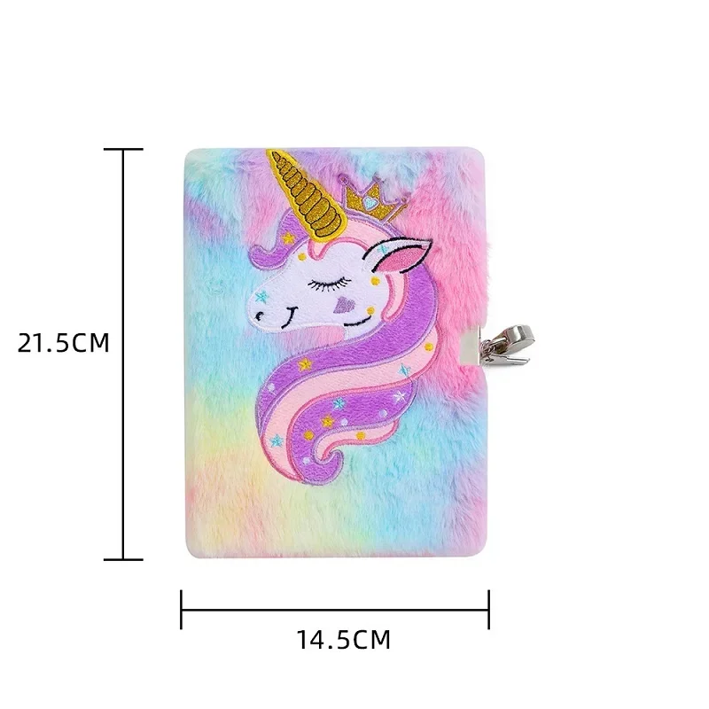 Rainbow Unicorn Notebook With Lock & Keys for Kid Girls Gift Diary Journal Agenda Planner Organizer Plush Note Book