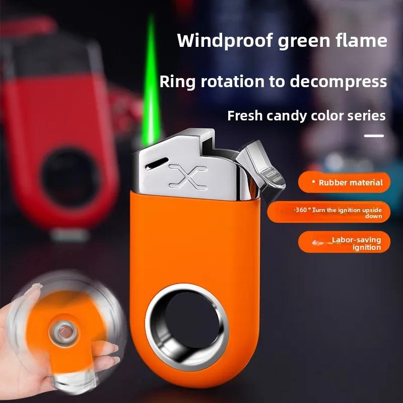 

Men Gift Rotating Ring Lighter Windproof Torch Creative Fidget Toy Stress Relief Outdoor Survival Accessories