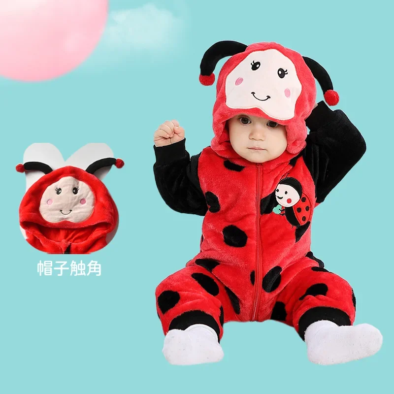 0-5Y Winter Baby Girls  Boys Clothes Romper  Infant Onesie Cartoon Lovely Bee Bodysuit Cosplay Costume Zipper Jumpsuits Pajamas
