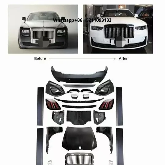 New  Rolls Royce Ghost Body Kit in Old(10-15) to New Style 2026 ABS Front Bumper Rear Bumper Mesh HeadLight Fenders