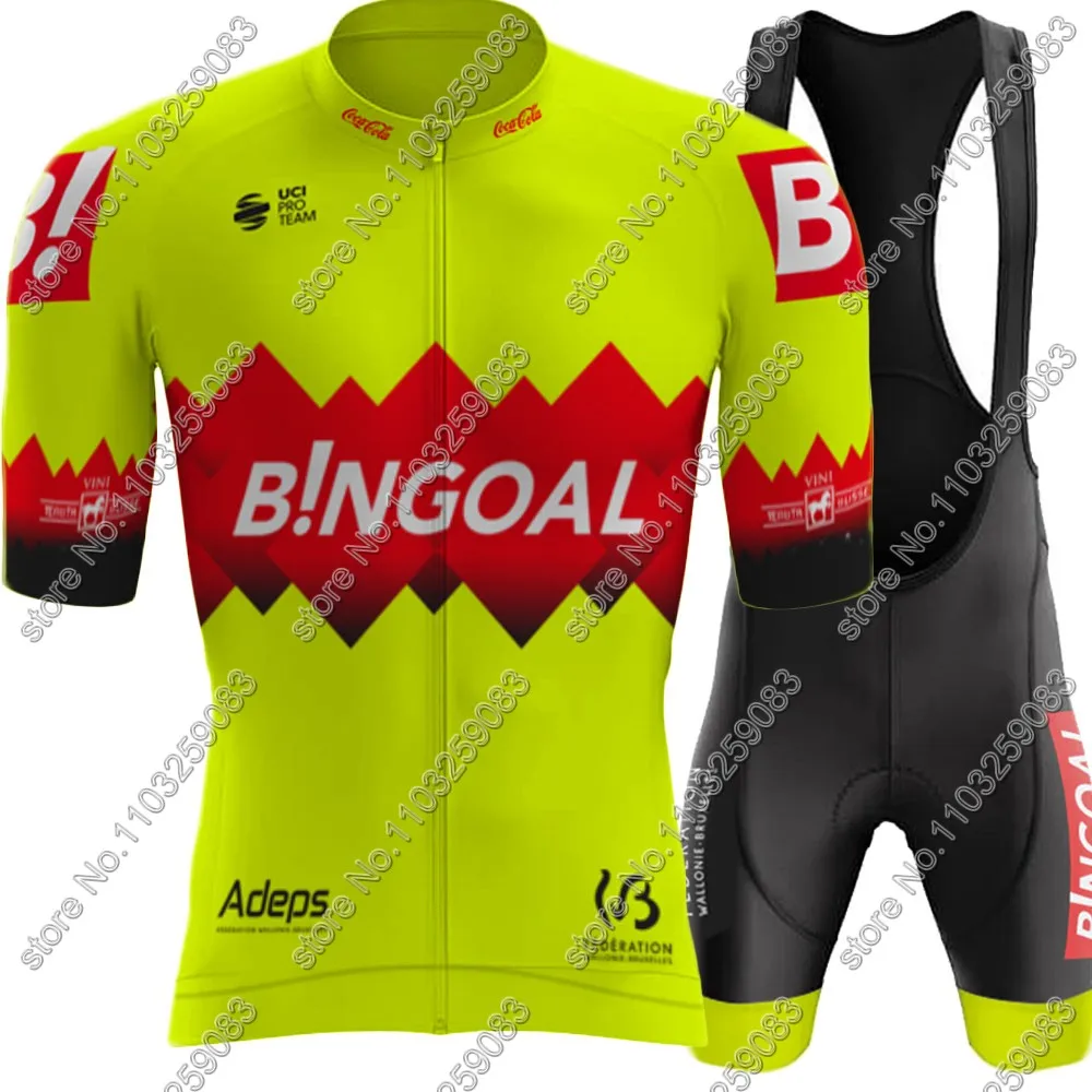 Bingoal WB 2023 Team Cycling Jersey Set Short Sleeve Men Belgium Clothing Road Bike Shirts Suit Bicycle Bib Shorts MTB Ropa