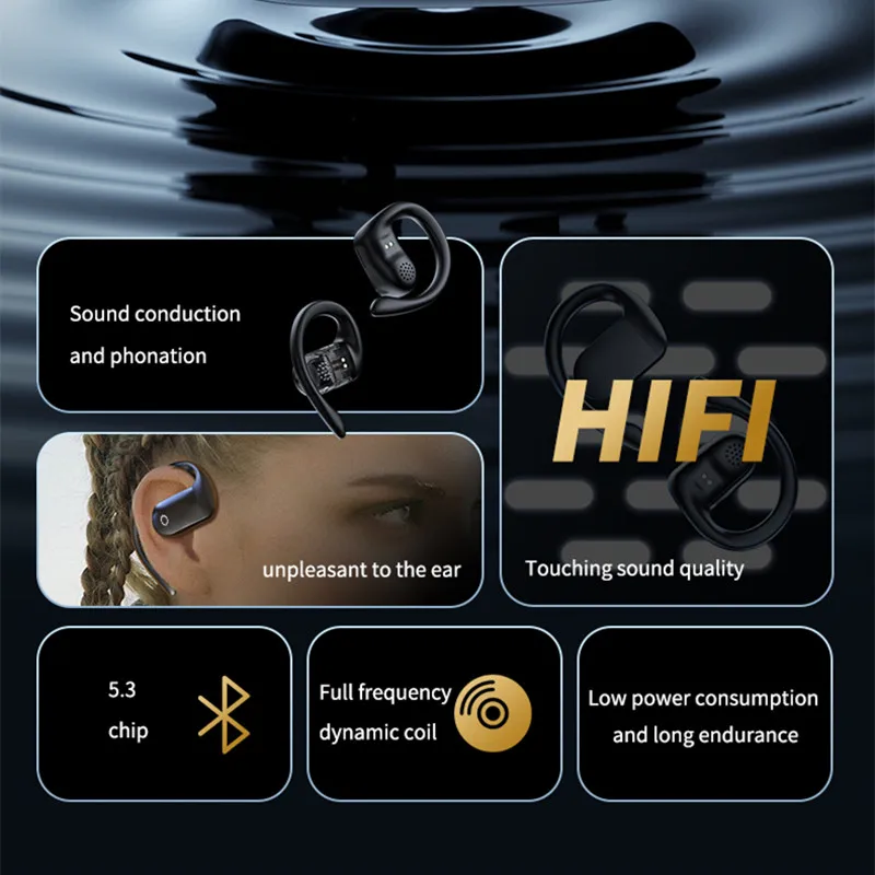 Bluetooth 5.3 pair of ear stereo OWS popular Bluetooth earphones with high power wireless earhook tws Bluetooth earphones
