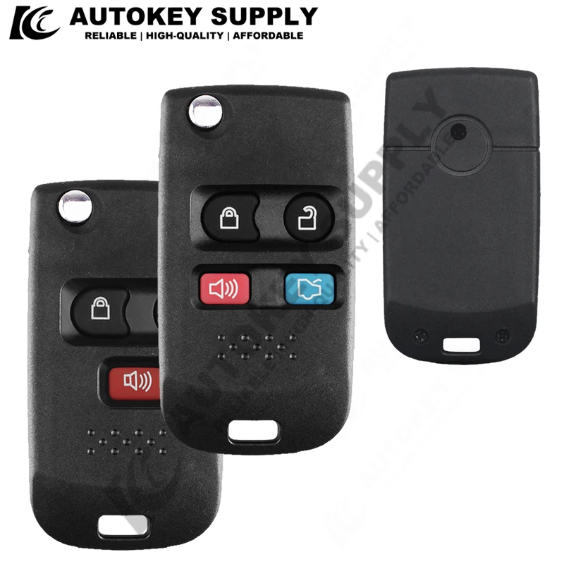 Modified 3 4 Buttons Flip Key Shell Case For Ford Edge Flex Explorer Escape Expedition Focus Lincoln Mercury Navigator F150 F250