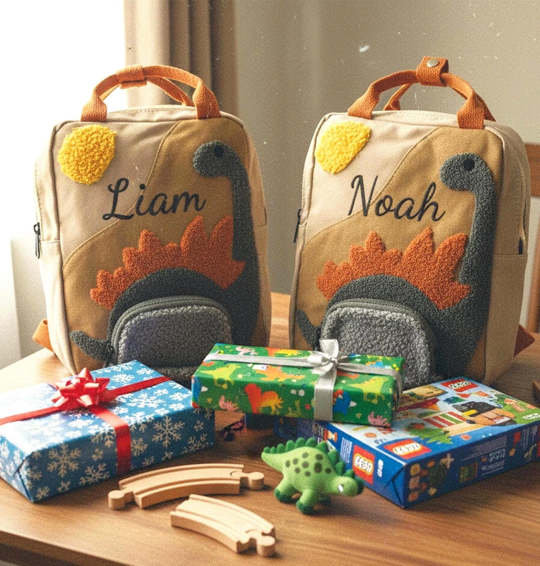 Custom Name Embroidered Dino Backpack for Kids, Personalized Dinosaur School Bag, Kids Dino Preschool School Bag, Christmas Gift