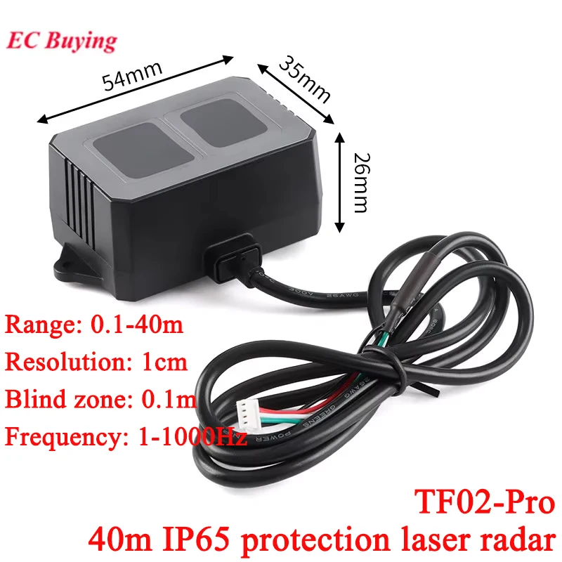 TF02-Pro ToF Laser Radar Lidar LiDAR Ranging Finder Sensor Module 40m Rang UART/I2C IIC LVTTL 850nm VCSEL IP67 Waterproof