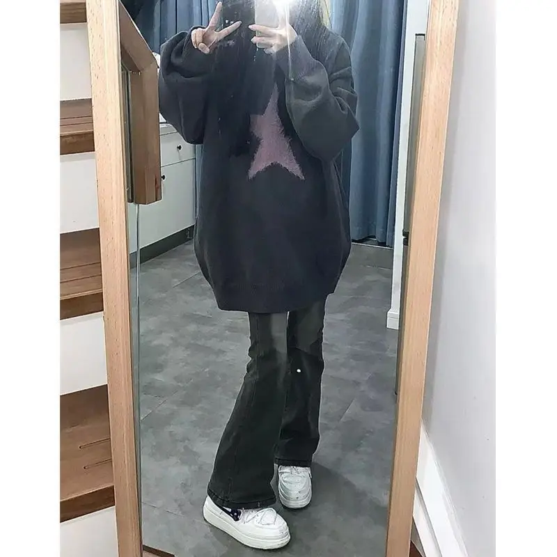 

Jeans Y2K Womens Jeans Emo Clothes Studded Chain Punk Rock Goth Gothic Alternative Grunge Dark Black Denim Female Trousers Hip