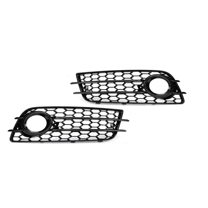 Car Front Bumper Fog Light Mesh Grille Cover For A4 B8 S-Line S4 2008-2012 Fog Lamp Honeycomb Grille Covers Parts-A28K