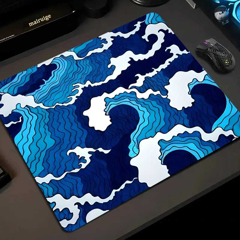 

Mouse pad Ocean Wave art esports game keyboard pad Office desk mat computer desk mat non-slip waterproof lock edge wrist pad