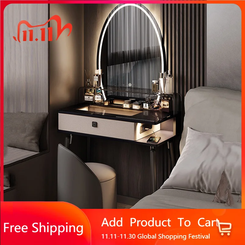 

Cosmetics Makeup Vanity Table Bedroom Drawers Storage Cabinet Mobile Luxury Dressing Table Women Penteadeira Chinese Furniture
