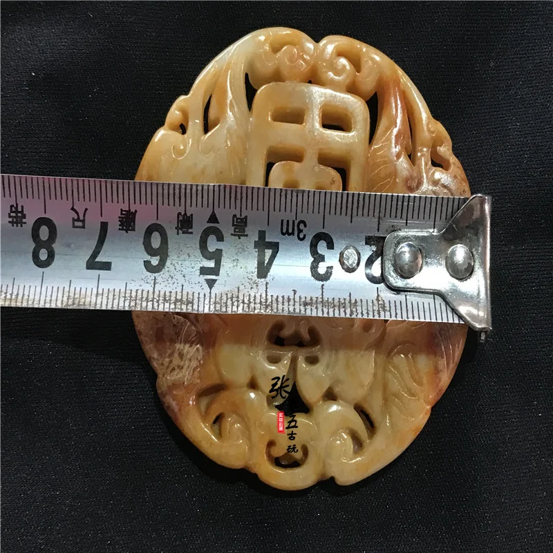 Dong Warring State jade dinding tua liontin gua Yu Pei merek giok tinggi ornamen Shuanglong