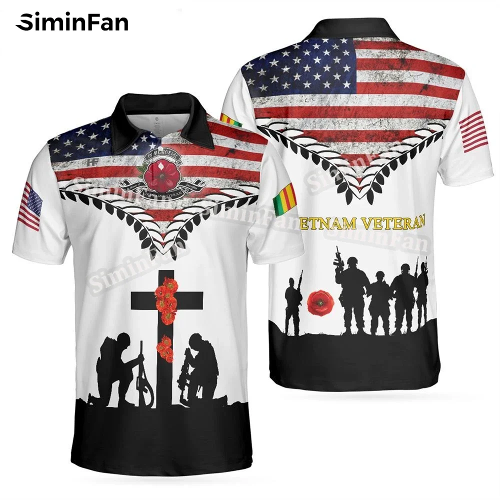 Lest We Forget Veteran Mens Polo T-Shirt Short Sleeve 3D All Over Printed Male Lapel Tennis Shirts Unisex Summer Tee Female Top