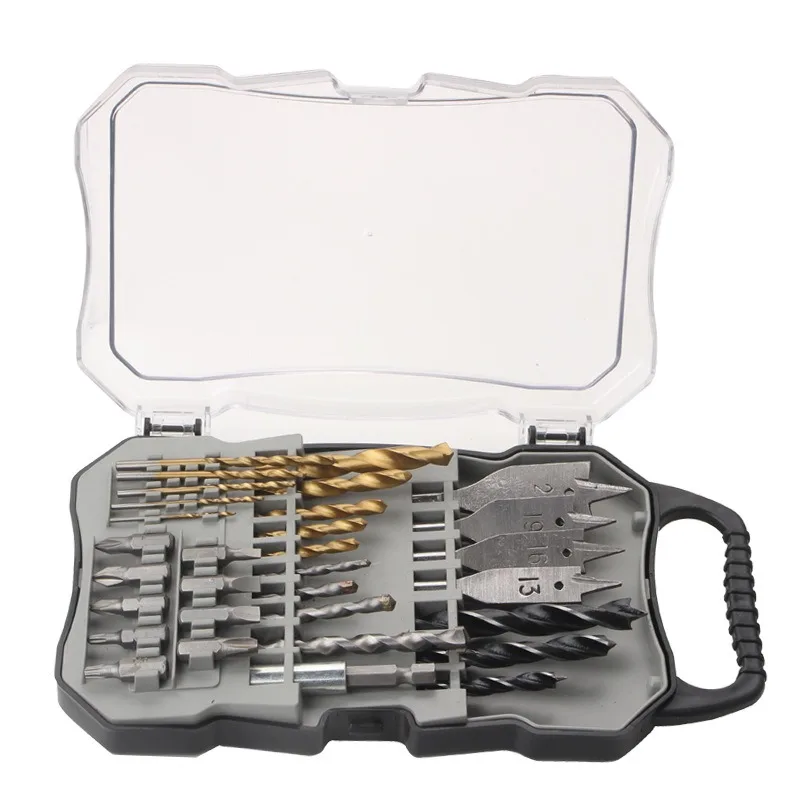

31-Piece set Drill combination tool Electric cross batch head Three-pointed woodworking twist drill set