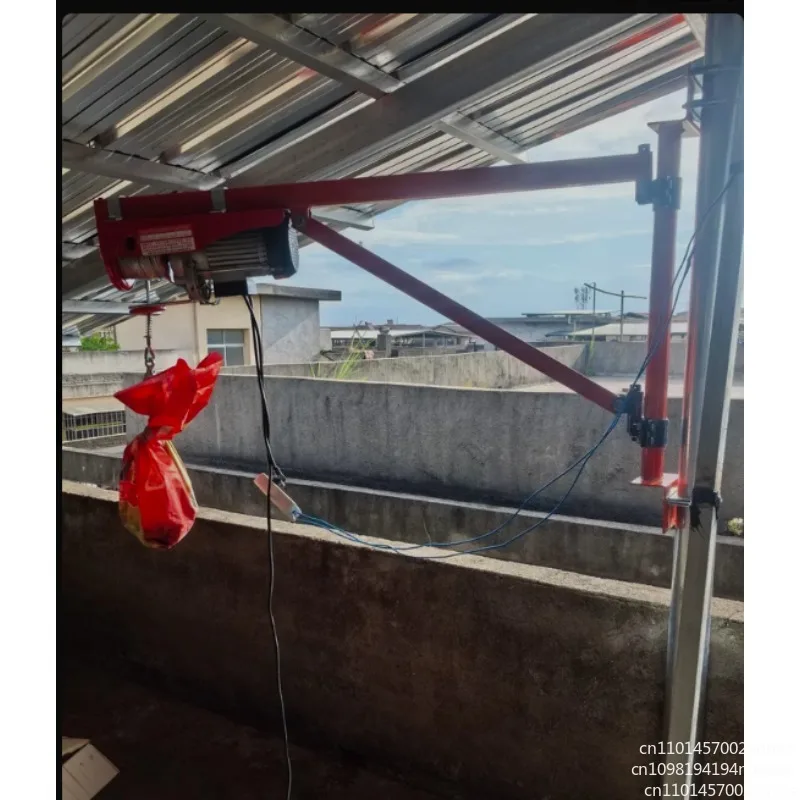 Electric Crane Hoist Portable Household Small Lifting Machine with Wall Fixing Bracket for Building Material Lifting