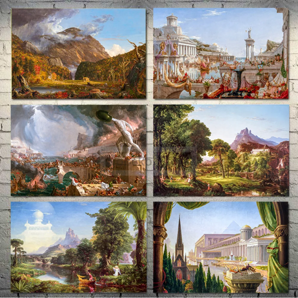 American Painter Thomas Cole Romantic Landscape Oil Painting Poster Prints Canvas Wall Art Pictures Home Room Vintage Decoration