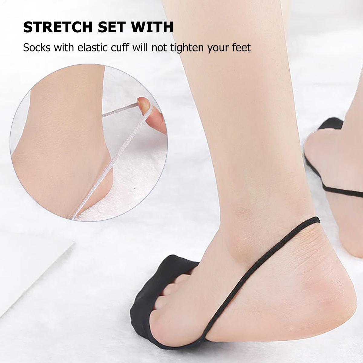 

3 Pairs Invisible Socks Women Non Slip Shoe Liner Toe Flats Premium Material Elastic Forefoot Mouth Short Socks Summer