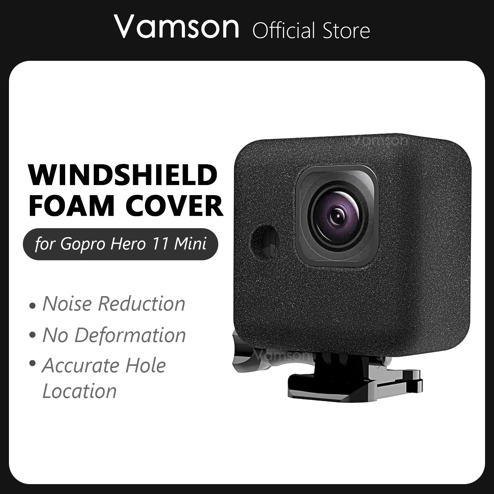Vamson windschutz scheibe schwamm schaum etui für gopro hero 11 schwarz mini action kamera wind geräusch reduzierung abdeckung für go pro zubehör