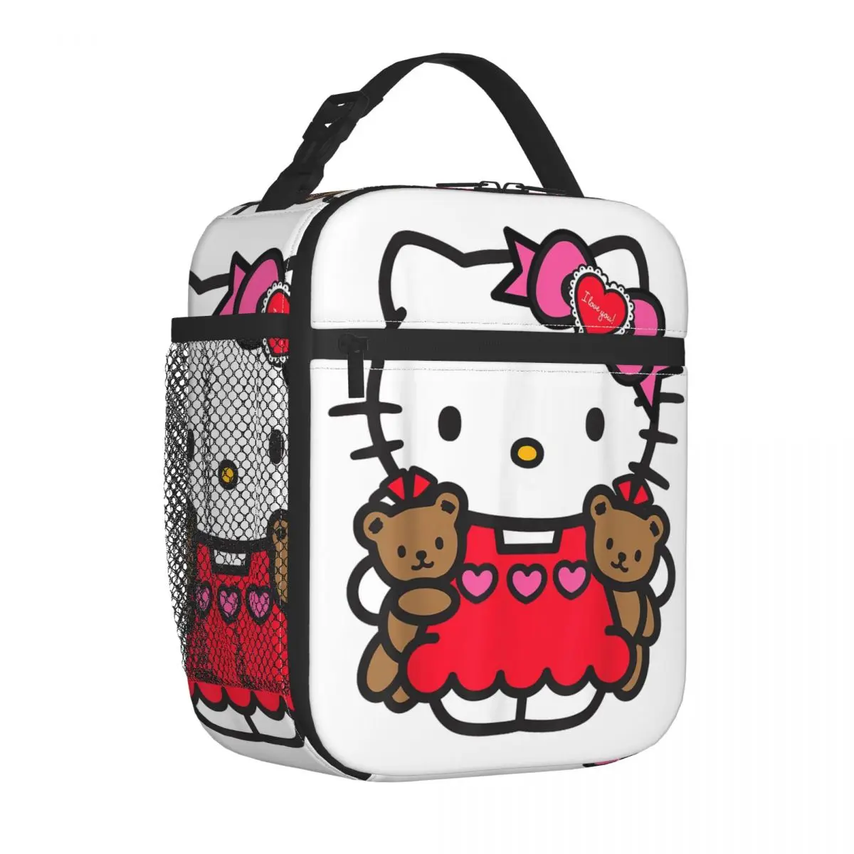 Hello Kitty Valentine Teddy Bear Insulated Lunch Bag Cooler Bag  Lunch Container Leakproof Lunch Box Tote Girl Boy Beach Picnic