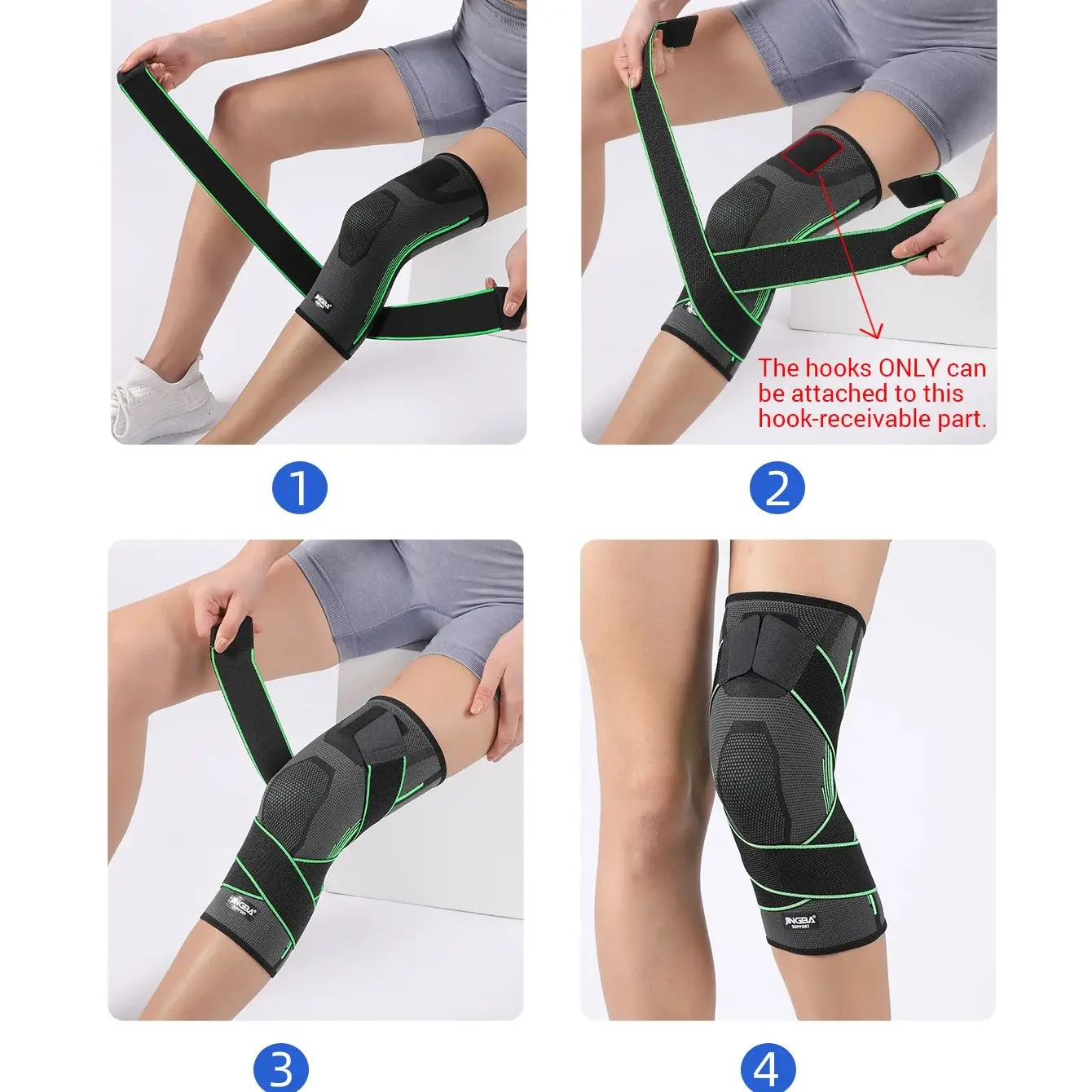 1 Pc Elastic Breathable Knee Support Sleeve with Adjustable Straps