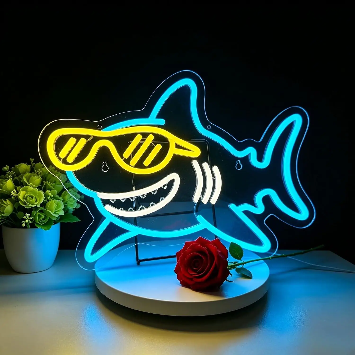 Cool Shark Neon Sign Led Neon Light For Game Room Boys Bedroom Dorm Mancave Home Bar Pool House Beach Bar Aquarium Luau Decor
