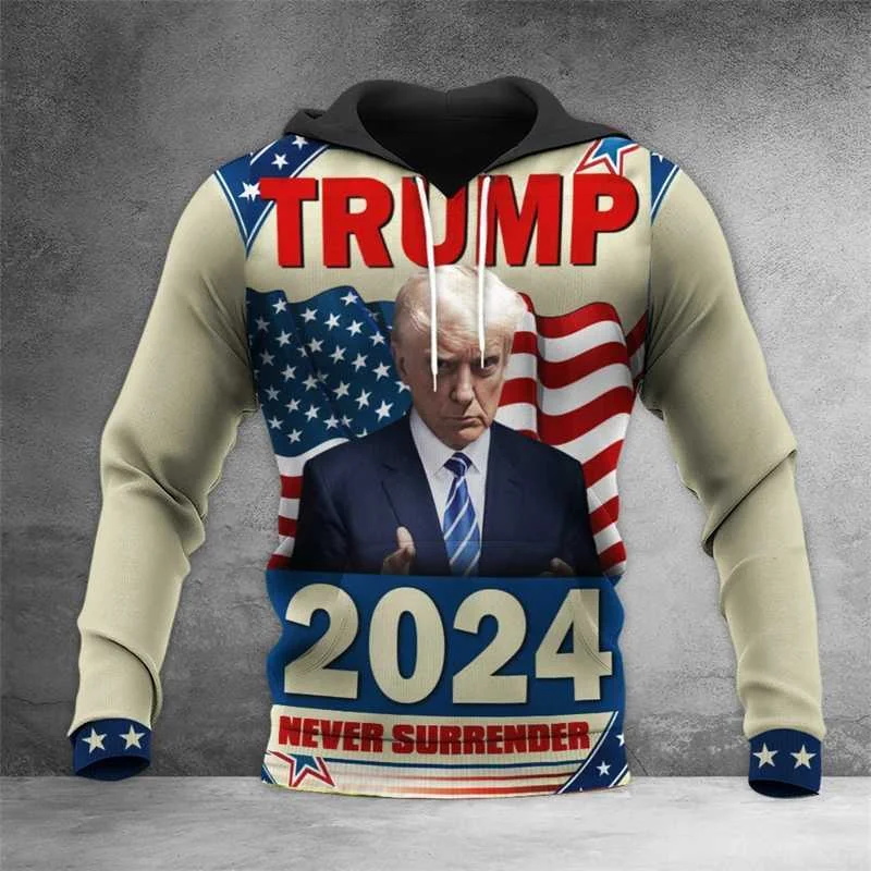 Donald Trump Fight Print Hoodies 3D Trump Fans Supporter Unisex Sweatshirt Men Women Tracksuit Oversized Pullover Men's Clothing