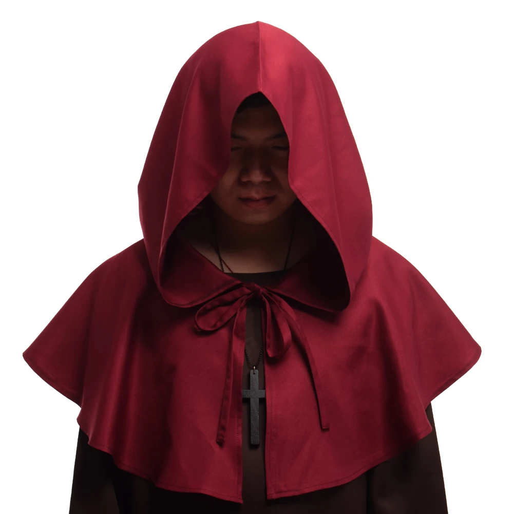 Capa medieval com capuz de pirata, cosplay, festa de halloween, manto wicca, sacerdote, monge, chapéu pagão