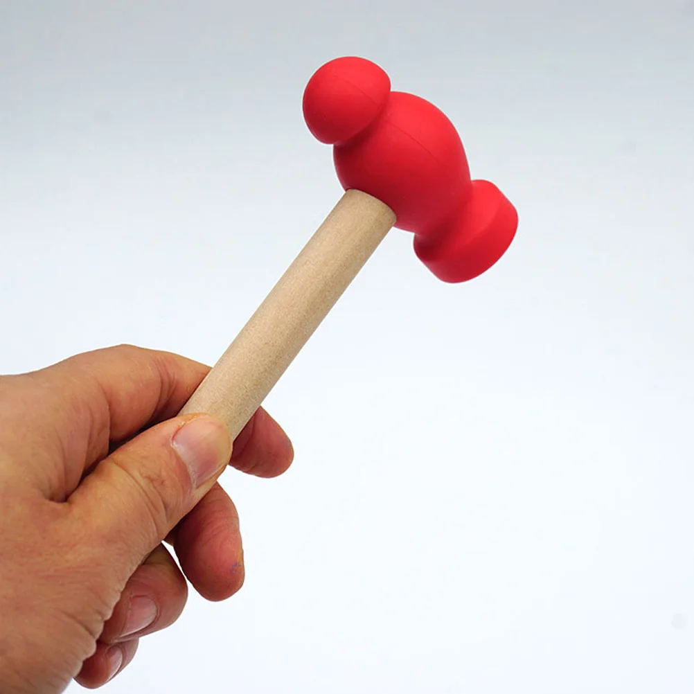 2 pçs mini brinquedo de martelo de madeira, ferramenta de reparo para crianças, brinquedo de simulação, adereço de jogo de aprendizagem segura do bebê, multifuncional
