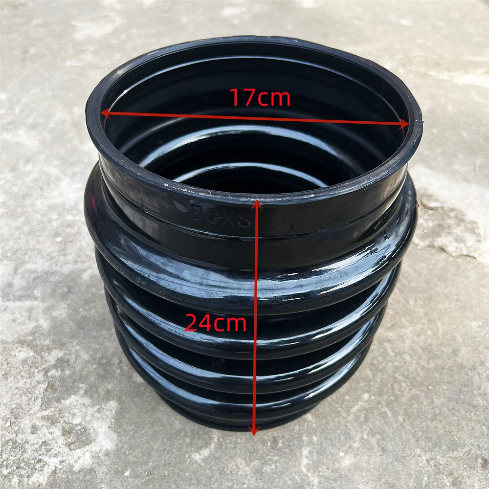 Schwarzer Polyurethan-Jumping-Jack-Balgmanschette, 17 cm x 24,5 cm, für Wacker BS600 BS700 Rammer Compactor Tamper