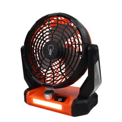 Portable Desk Fan with LED Lighting Small Rechargeable Quiet Camping Fan with Hanging Hook for Tent Travel Home Office