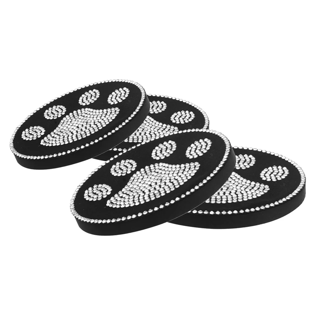 

4 Pcs Car Coaster Bling Cup Coasters Gadgets Soft Rubber Non-slip Hot Drinks Pads Round Table Mat