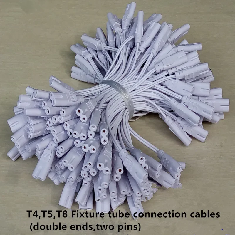 10pcs/lot T4 T5 T8 fixture tube light connection cables led lighting tube connector 2 pin double-end cable connecting lines