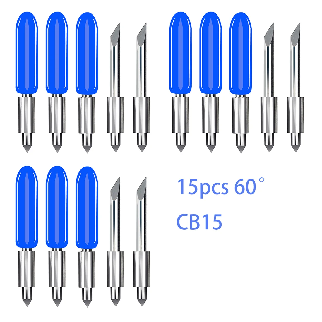 

15pcs 60 Degree Plotter Vinyl Cutter Knife Plotter Blades for Graphtec CB15 Silhouette Cameo Holder Milling Engraving Machine