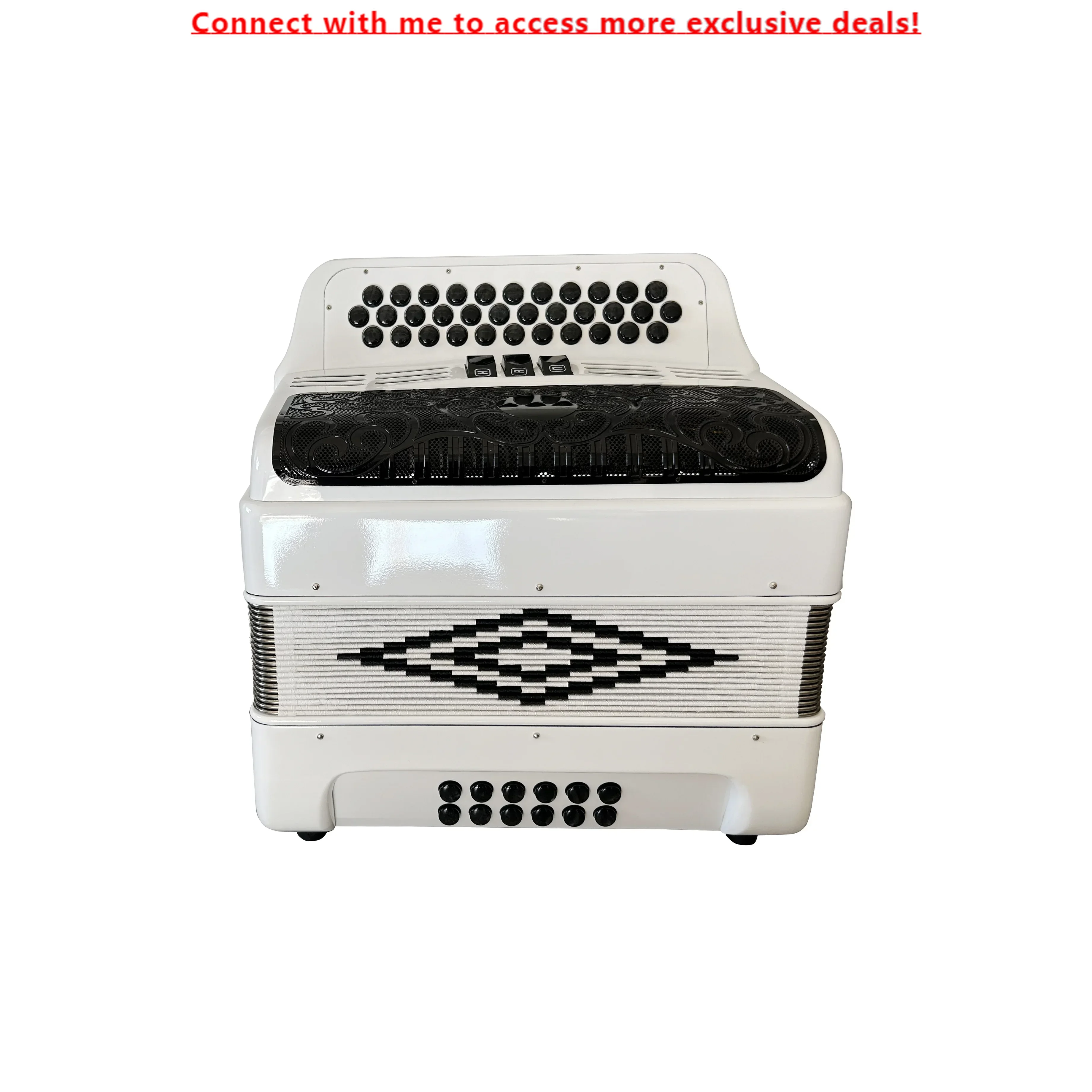 

SEASOUND OEM 34 Buttons 12 Bass 3 Registers Bright White Accordion Black Grill Black Buttons Accordions Musical JB3412C