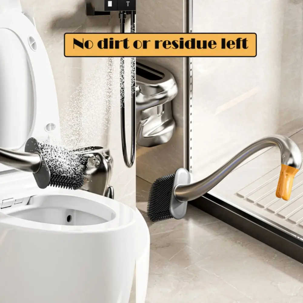 

Long Handle Toilet Brush Animal Shaped Black Color Toilet Bowl Cleaner Swan Design Hygienic Material Wall Mounted Brush