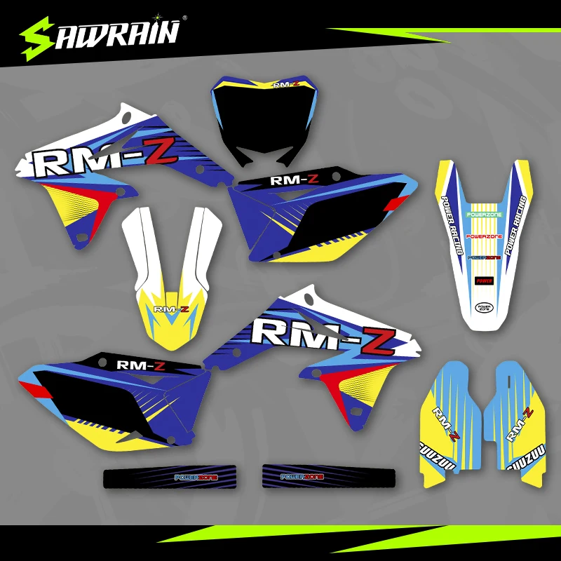 

Sawrain Motorcycle Graphics Backgrounds Decal Stickers Kits for SUZUKI 08-17RMZ450 03