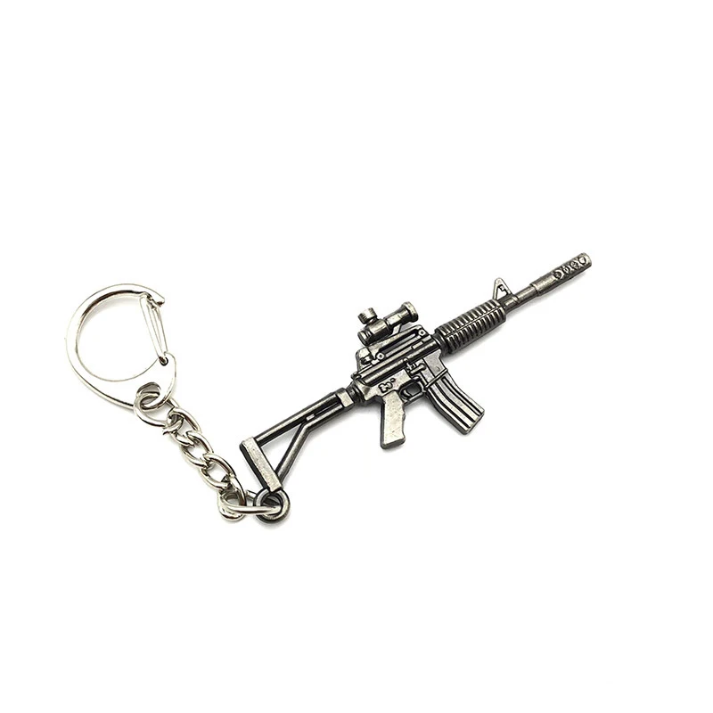 CF Metal Gun Model Keychains Anime Game Mini Gun AK47 M16 AUG Alloy Weapon Backpack Pendants Fans Collection Friends Gifts