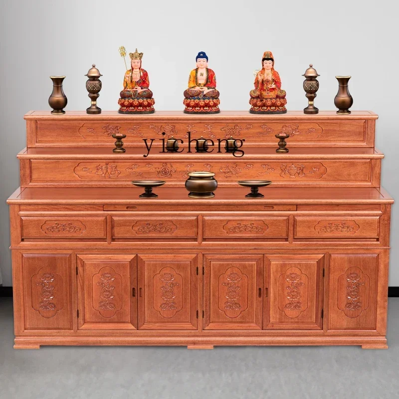 ZC solid wood tribute table incense table household three-layer shrine shrine cabinet Tibetan offering table middle hall