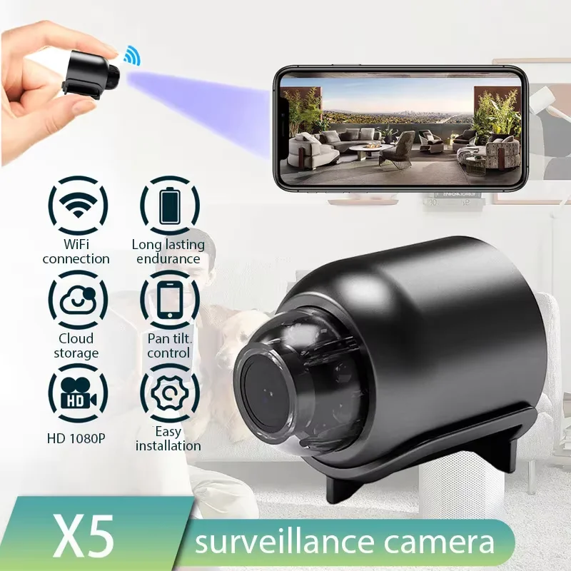 1080P X5 Mini Camera Wireless Surveillance Security Video Card Cam Night Vision Motion Detect Camcorder Monitor Cam Smart Home ﻿