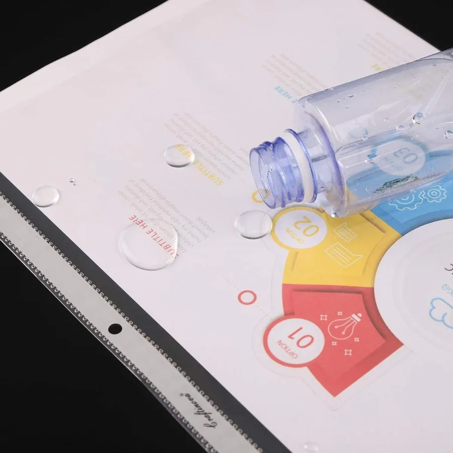 واقيات الورق 100 عبوة من واقيات الصفحات البلاستيكية 3 فتحات ترقية المواد السميكة واقيات الصفحات الواضحة تناسب المعيار 8.5 × 1 #4