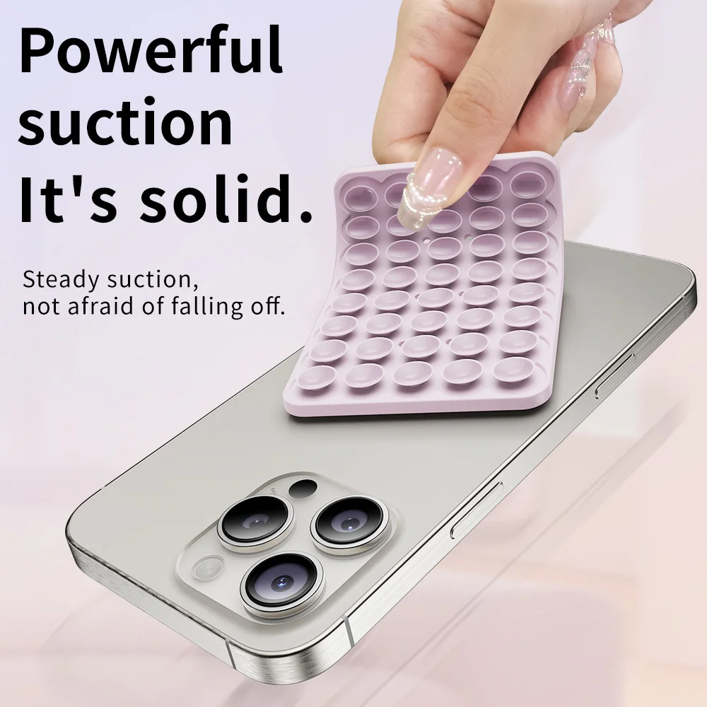 Double Side Silicone Suction Pad For Mobile Phone Fixture Suction Cup Backed Adhesive Silicone Rubber Sucker With Any Smartphone