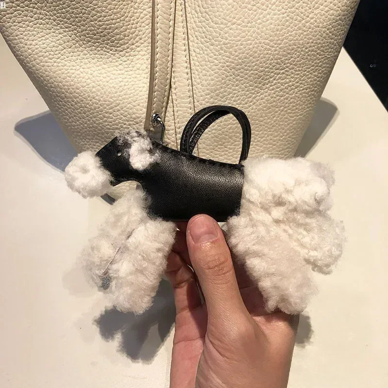 Fox Hunting Dog Wool Puppy Bag Pendant Keychain Fur Integrated Car Padlock Kelly Bag Pendant