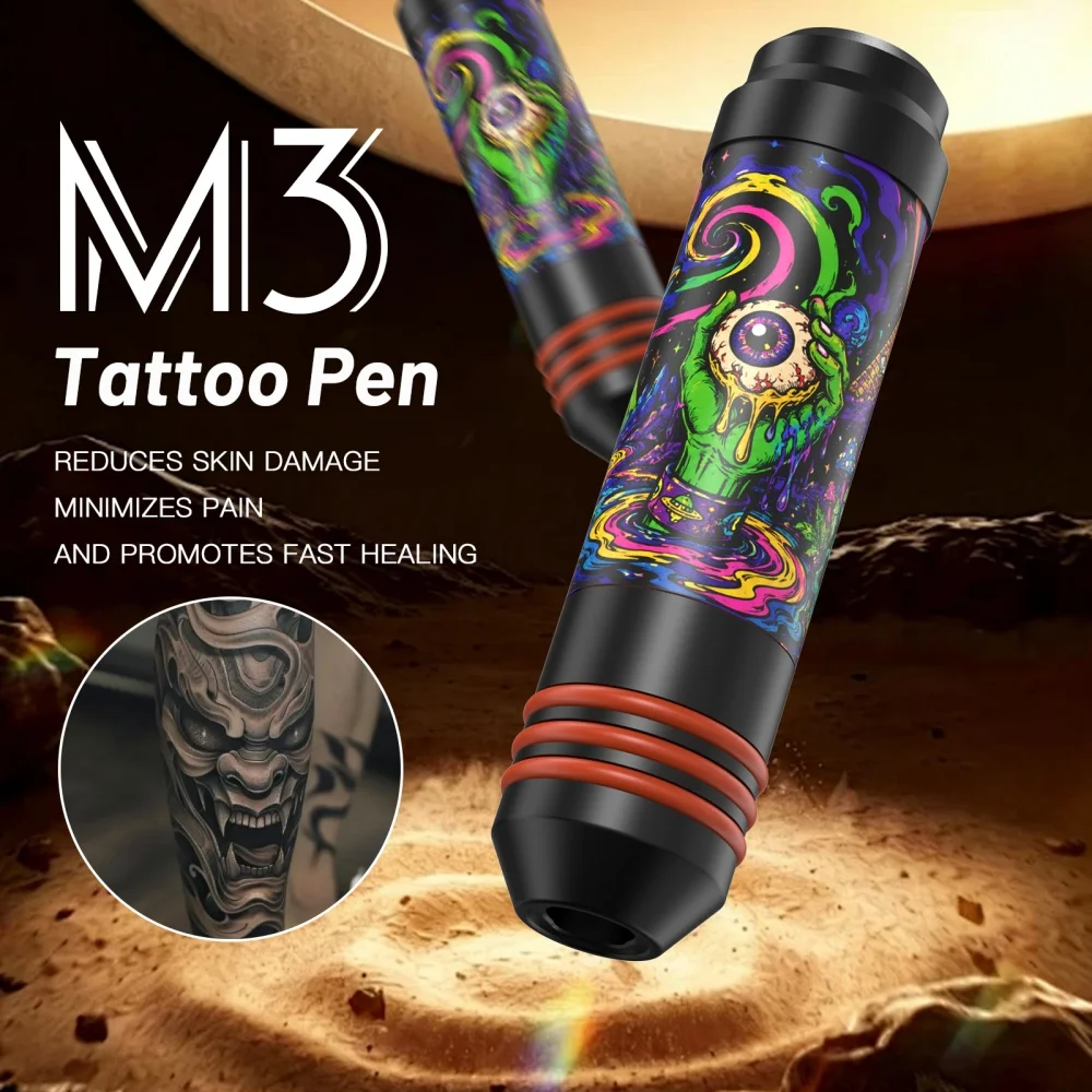 DQFART New M3 Electric Wireless Tattoo Machine Pen Kit Removable Battery Lightweight Tattoo Ink Body Art Beginner Tattoo Artists