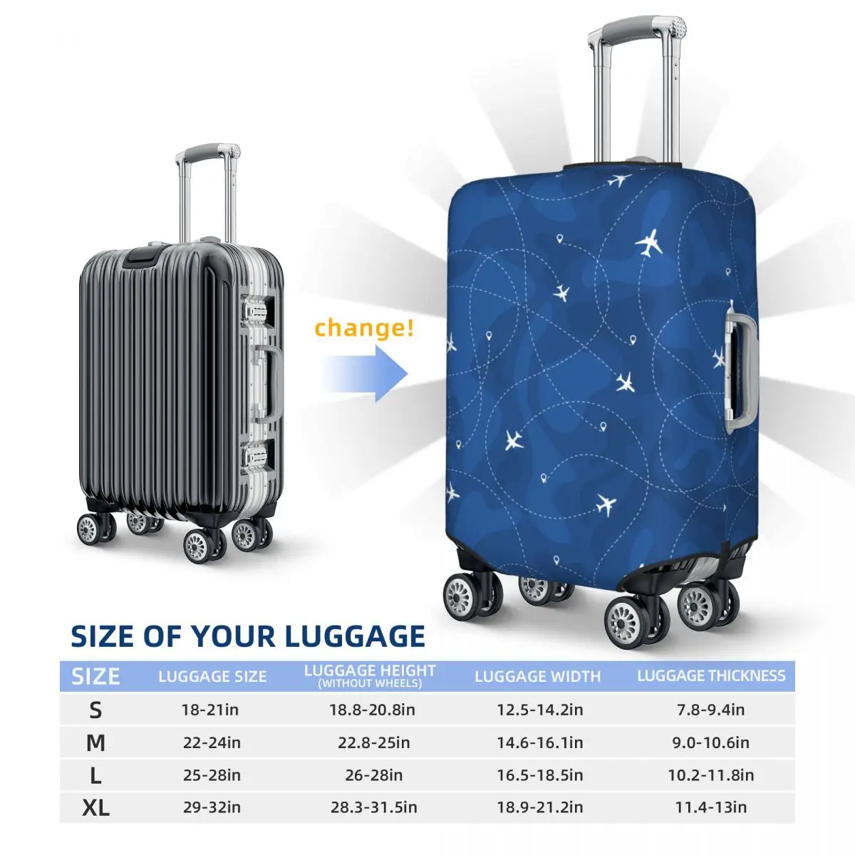 Flight Routes Suitcase Cover Airplanes Line Striped Cruise Trip Protection Holiday Practical Luggage Accesories