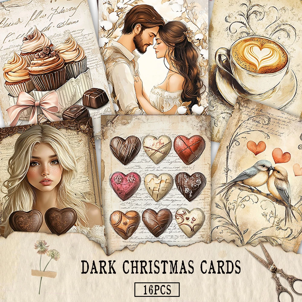 

16 шт., открытки с тематикой любви «Сладкие как десерт», HD-печать, подарки на день рождения/годовщину, коллекционные предметы, подходят для подарков.