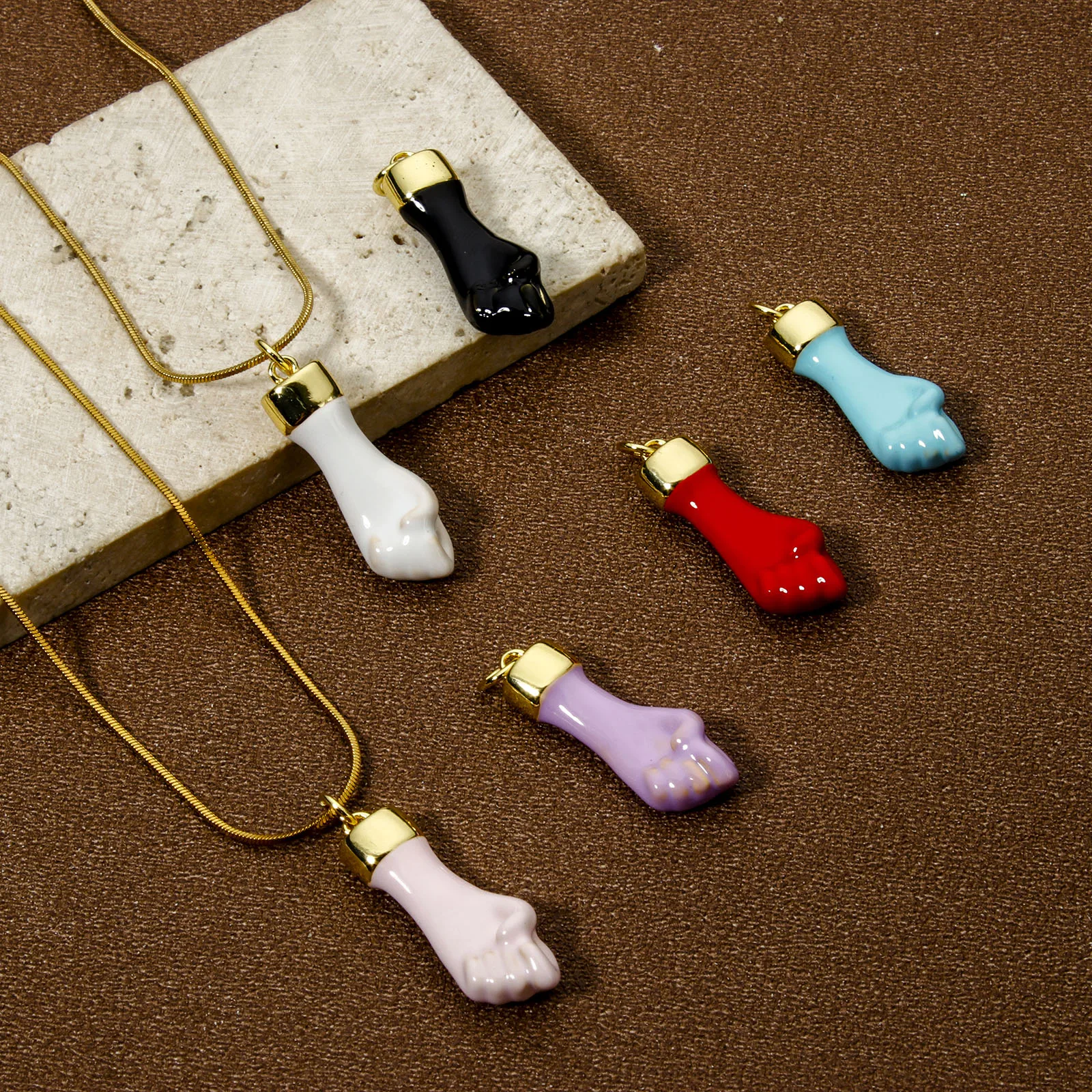 1pc New Brass Charms Multicolor Hand Sign Gesture Enamel Pendant DIY Necklace Earrings For Women Jewelry Findings 30mm x 9mm