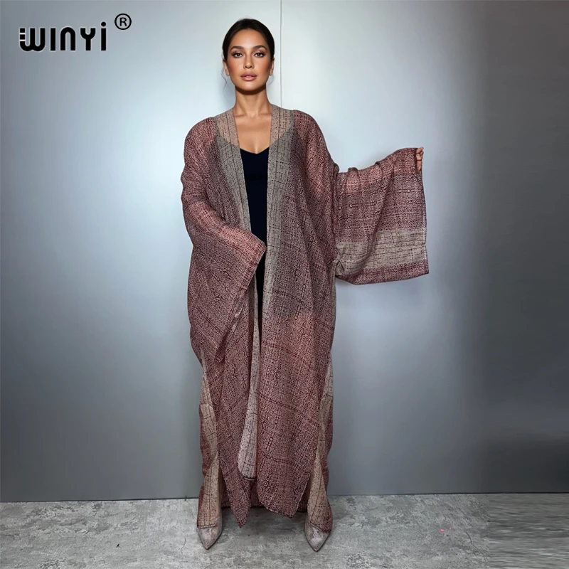 

WINYI summer outfit kimono africa fashion print beach cover up retro dress cardigans beach wear women abaya dubai luxury kaftan