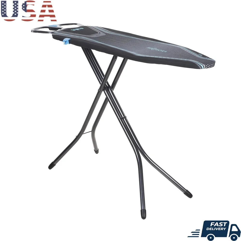 

Гладильная доска Ergo, регулируемая высота, двухсторонняя подставка, гибкая направляющая, предотвращает запутывание шнура, прозонная крышка, сделанная в Великобритании, 4-нога конструкция