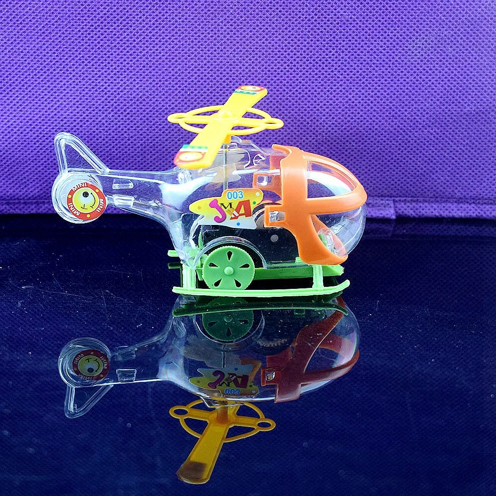 1PCS Novelty Creative Clockwork Helicopter Toy Transparent Mini Airplane Children's Educational Fun Toy Color Random