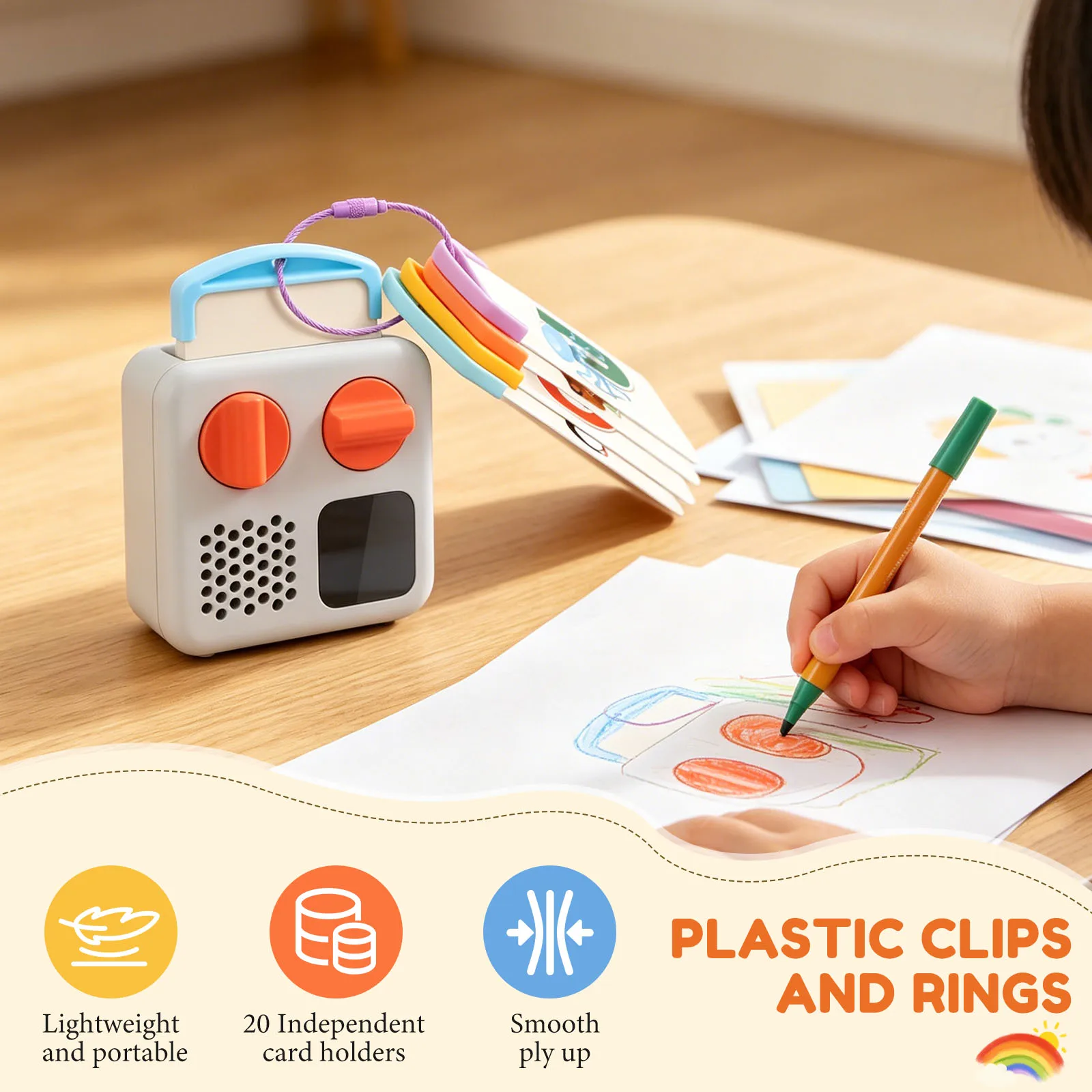 10/20Pcs Portable Card Organizer Plastic Card Holder with Metal Ring Loop Lightweight Kids Card Storage for Home Daycare Center